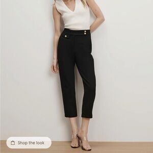 Veronica Beard Black Renzo Ankle Pants GOLD Buttons